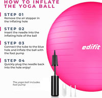 EDIFIT Gimnasztikai Labda 55 65 75cm Pezziball Pilates Jóga Ülőlabda Pumpával - 65cm, pink 2