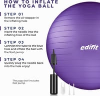 EDIFIT Gimnasztikai Labda 55 65 75cm Pezziball Pilates Jóga Ülőlabda Pumpával - 65cm, Purple 2