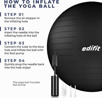 EDIFIT Gimnasztikai Labda 55 65 75cm Pezziball Pilates Jóga Ülőlabda Pumpával - 65cm, Black 2