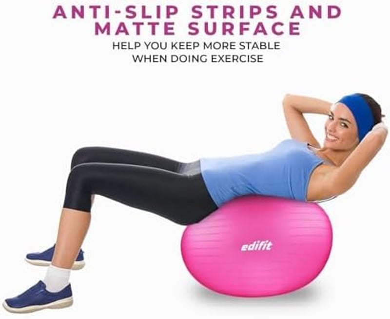 EDIFIT Gimnasztikai Labda 55 65 75cm Pezziball Pilates Jóga Ülőlabda Pumpával - 65cm, pink