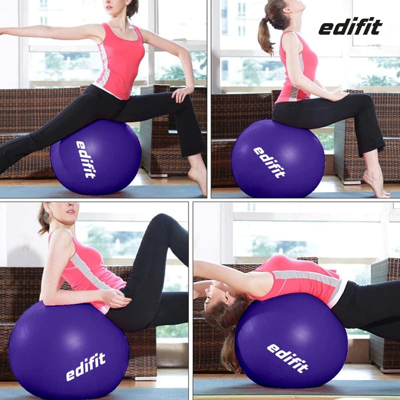 EDIFIT Gimnasztikai Labda 55 65 75cm Pezziball Pilates Jóga Ülőlabda Pumpával - 65cm, Purple