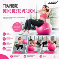 EDIFIT Pilates lopta 75 cm ružová s pumpou, fitness gymnastická lopta na jogu, lopta na sedenie pre tehotné, na domáce cvičenie 5