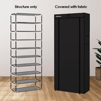 edihome Suport pentru încălțăminte, raft cu 10 niveluri, dulap din material textil cu husă rezistentă la praf, pentru pantofi cu toc, negru, 58x28x162 cm 3