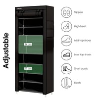 edihome Suport pentru încălțăminte, raft cu 10 niveluri, dulap din material textil cu husă rezistentă la praf, pentru pantofi cu toc, negru, 58x28x162 cm 4