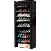 edihome Suport pentru încălțăminte, raft cu 10 niveluri, dulap din material textil cu husă rezistentă la praf, pentru pantofi cu toc, negru, 58x28x162 cm 1