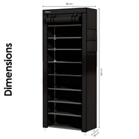 edihome Suport pentru încălțăminte, raft cu 10 niveluri, dulap din material textil cu husă rezistentă la praf, pentru pantofi cu toc, negru, 58x28x162 cm 2