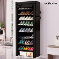 edihome Suport pentru încălțăminte, raft cu 10 niveluri, dulap din material textil cu husă rezistentă la praf, pentru pantofi cu toc, negru, 58x28x162 cm 5