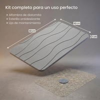 Covoraș de baie din diatomit Edihome 40x60 cm, cu uscare rapidă, antiderapant, absorbant, rezistent la mucegai, pentru duș și baie, gri deschis 2
