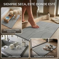Covoraș de baie din diatomit Edihome 40x60 cm, cu uscare rapidă, antiderapant, absorbant, rezistent la mucegai, pentru duș și baie, gri deschis 8