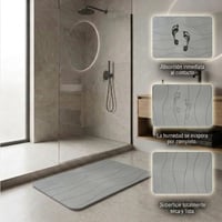 Covoraș de baie din diatomit Edihome 40x60 cm, cu uscare rapidă, antiderapant, absorbant, rezistent la mucegai, pentru duș și baie, gri deschis 5