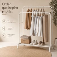 edihome Dvostruka vješalica za odjeću s policom za cipele, 110 x 150 x 54 cm, metalna, bijela, stalak za organizaciju odjeće 3