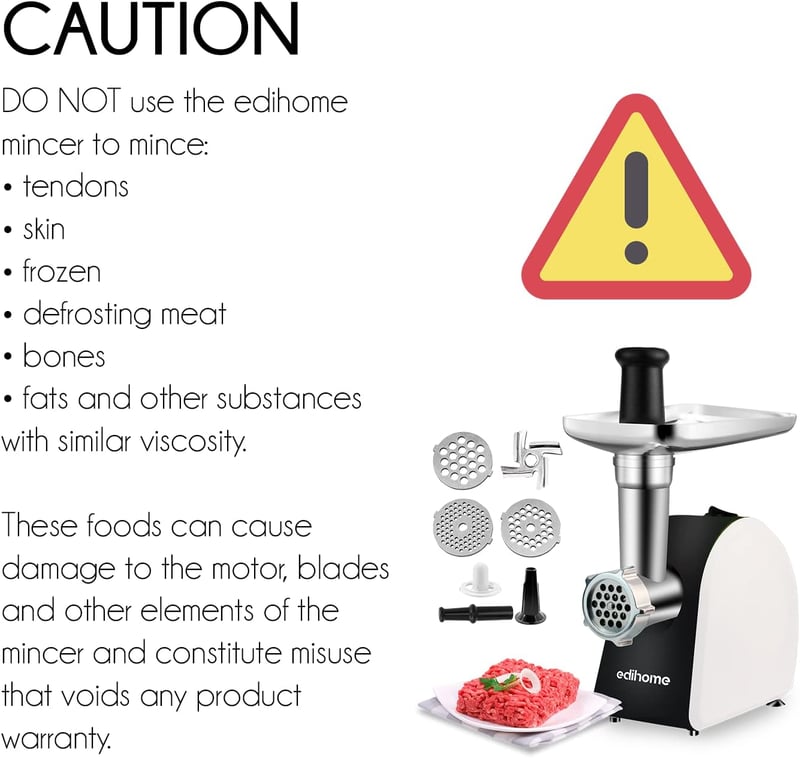 Edihome Elektromos Húsdaráló Kolbásztöltővel 3 Vágólappal
