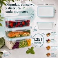 edihome Dóza na potraviny s vekom, 3 ks, 1,35 l, plastová nádoba bez obsahu BPA, vhodná do mikrovlnnej rúry a mrazničky 2