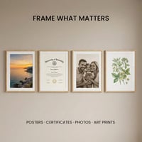 Ramă foto din lemn edihome 50x70 cm cu sticlă acrilică pentru diplome, certificate, postere, fotografii, decor de perete, living, birou, maro 5