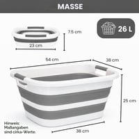 Skladací kôš na bielizeň Edihome 26 l, umývadlo, plast a silikón, do kúpeľne a na kempovanie, sivý 2