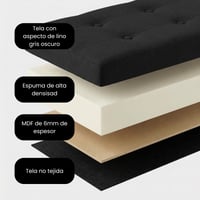 Edihome skladací úložný taburet s látkovým vekom 38x76x38 cm – úložný box, lavica, podnožka, do obývačky alebo k toaletnému stolíku, čierny 4