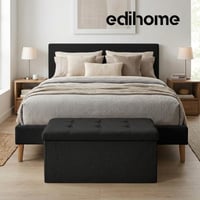 Edihome skladací úložný taburet s látkovým vekom 38x76x38 cm – úložný box, lavica, podnožka, do obývačky alebo k toaletnému stolíku, čierny 6