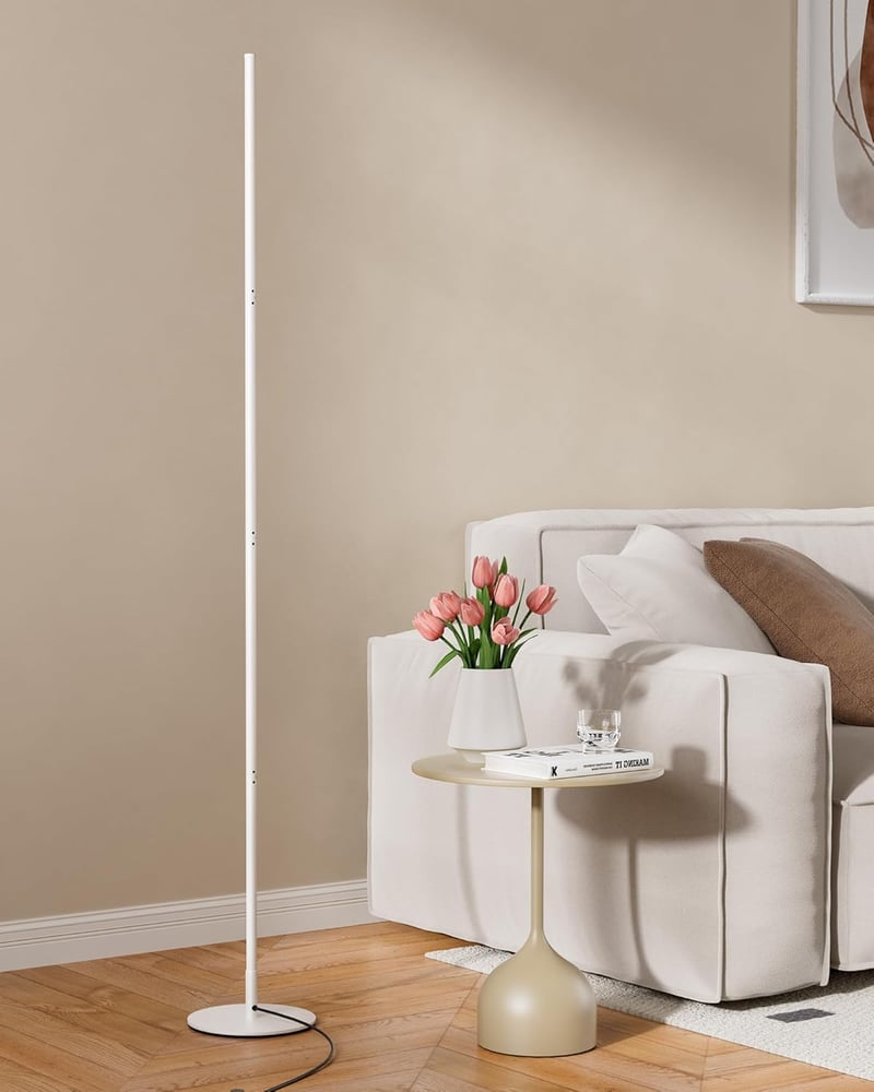EDISHINE 2 db Állólámpa Szett - Fehér LED Padlólámpa, Szabályozható Fényerő, 3000K Meleg Fény, 146 cm Állítható Magasság, Memória Funkcióval - 2 PACK, White