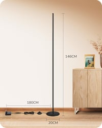 EDISHINE 2 db Állólámpa Szett - Fekete LED Padlólámpa, Szabályozható Fényerő, 3000K Meleg Fehér, 146 cm Állítható Magasság, Memória Funkcióv 5