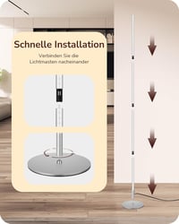 EDISHINE 2db LED Állólámpa Dimmer Funkcióval, Meleg Fehér 3000K, 146cm Magasságig Állítható, Ezüst 7