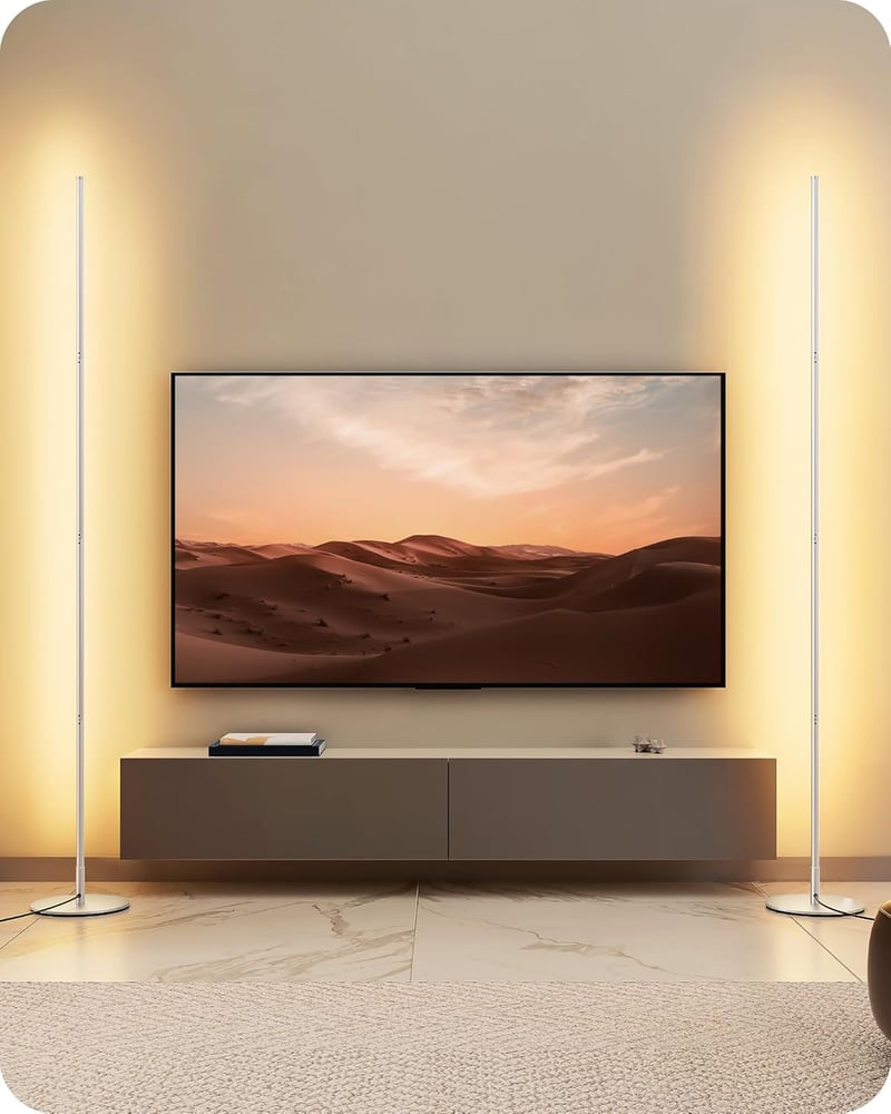 EDISHINE 2db LED Állólámpa Dimmer Funkcióval, Meleg Fehér 3000K, 146cm Magasságig Állítható, Ezüst