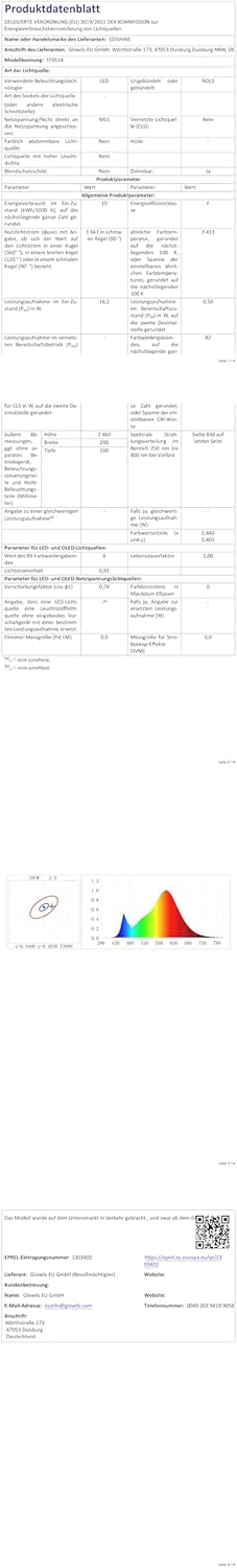 EDISHINE 2db LED Állólámpa Dimmer Funkcióval, Meleg Fehér 3000K, 146cm Magasságig Állítható, Ezüst