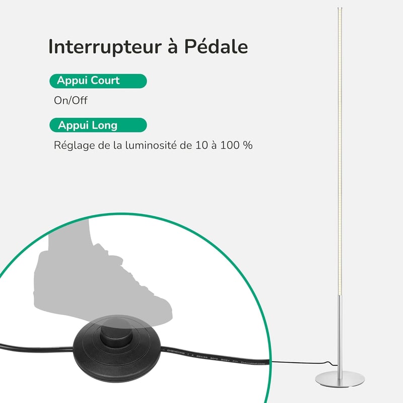 EDISHINE 2x LED Álló Lámpa 147cm Dimmelhető Meleg Fehér Modern Szobai Világítás