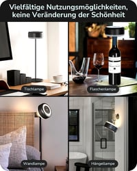 Lampă de masă EDISHINE 4 în 1 cu control tactil și încărcare magnetică, IP54, 4400 mAh - negru 2