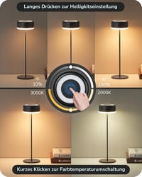 Lampă de masă EDISHINE 4 în 1 cu control tactil și încărcare magnetică, IP54, 4400 mAh - negru 3