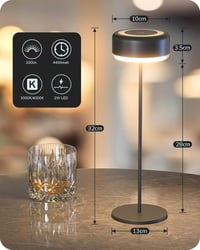Lampă de masă EDISHINE 4 în 1 cu control tactil și încărcare magnetică, IP54, 4400 mAh - negru 8