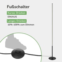 EDISHINE Állólámpa - Fekete Alumínium LED Padlólámpa 3000K Meleg Fénnyel, Szabályozható Fényerővel, Lábkapcsolóval, 1100 Lumen, 147 cm Magas 2