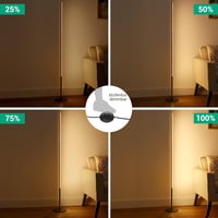EDISHINE Állólámpa - Fekete Alumínium LED Padlólámpa 3000K Meleg Fénnyel, Szabályozható Fényerővel, Lábkapcsolóval, 1100 Lumen, 147 cm Magas 3
