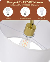 EDISHINE arany ívlámpa állólámpa linen árnyékolóval, E27 LED, 160 cm, nappali hálószoba 3