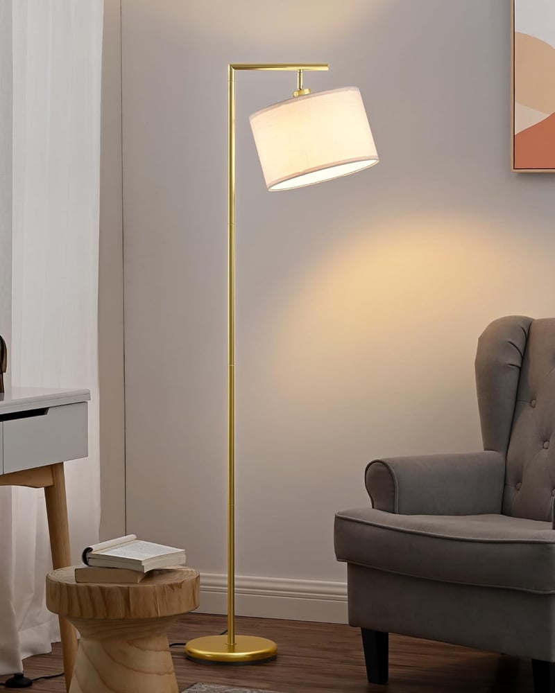 EDISHINE arany ívlámpa állólámpa linen árnyékolóval, E27 LED, 160 cm, nappali hálószoba