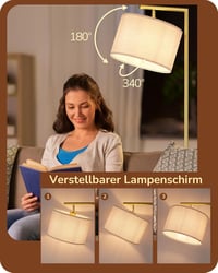 EDISHINE arany ívlámpa állólámpa linen árnyékolóval, E27 LED, 160 cm, nappali hálószoba 2