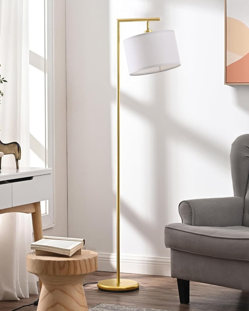 EDISHINE arany ívlámpa állólámpa linen árnyékolóval, E27 LED, 160 cm, nappali hálószoba