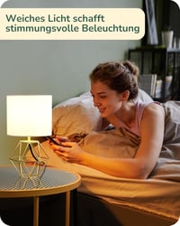 EDISHINE Asztali Lámpa Fehér Linen Árnyékolóval és Arany Gyémánt Talppal E14 LED 6