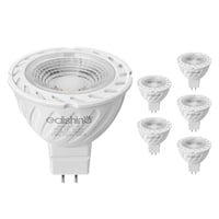 EDISHINE GU5.3 LED reflektorová žiarovka, 12V MR16, 5W (náhrada za 50W), 2700K Teplá Biela, 400 lúmenov, 38° Uhol Vyžarovania, Energeticky Úsporná, Balenie 6 kusov 1