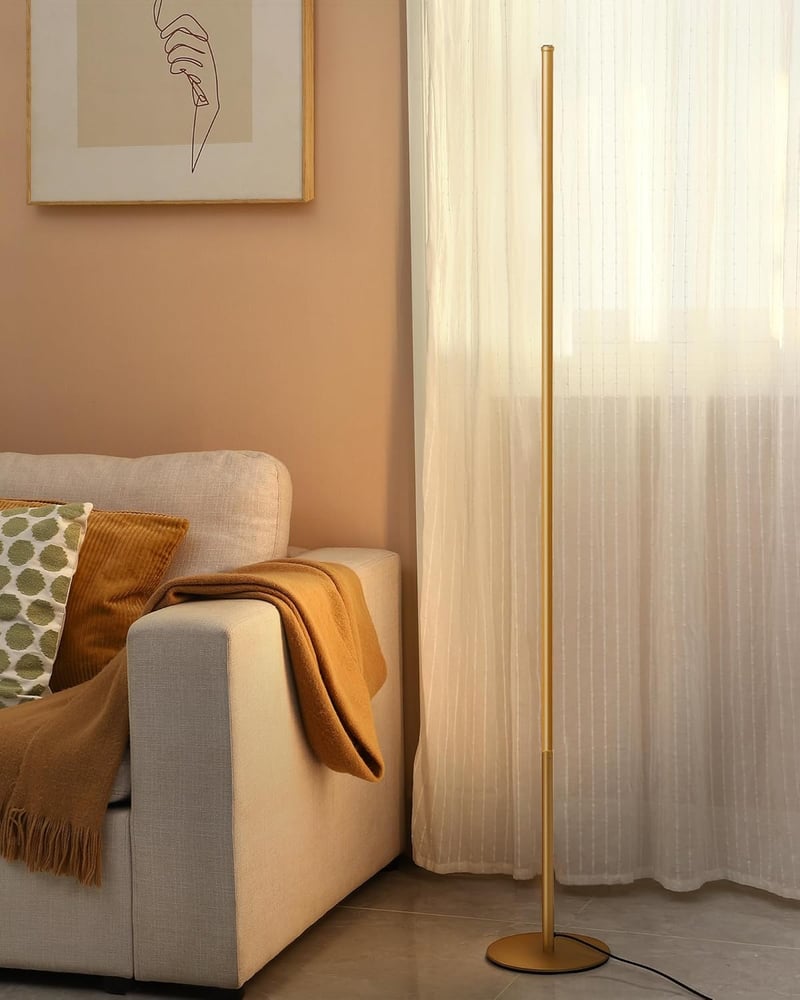EDISHINE LED állólámpa dimmer funkcióval, 146 cm arany, meleg fehér 3000K, nappali hálószoba iroda