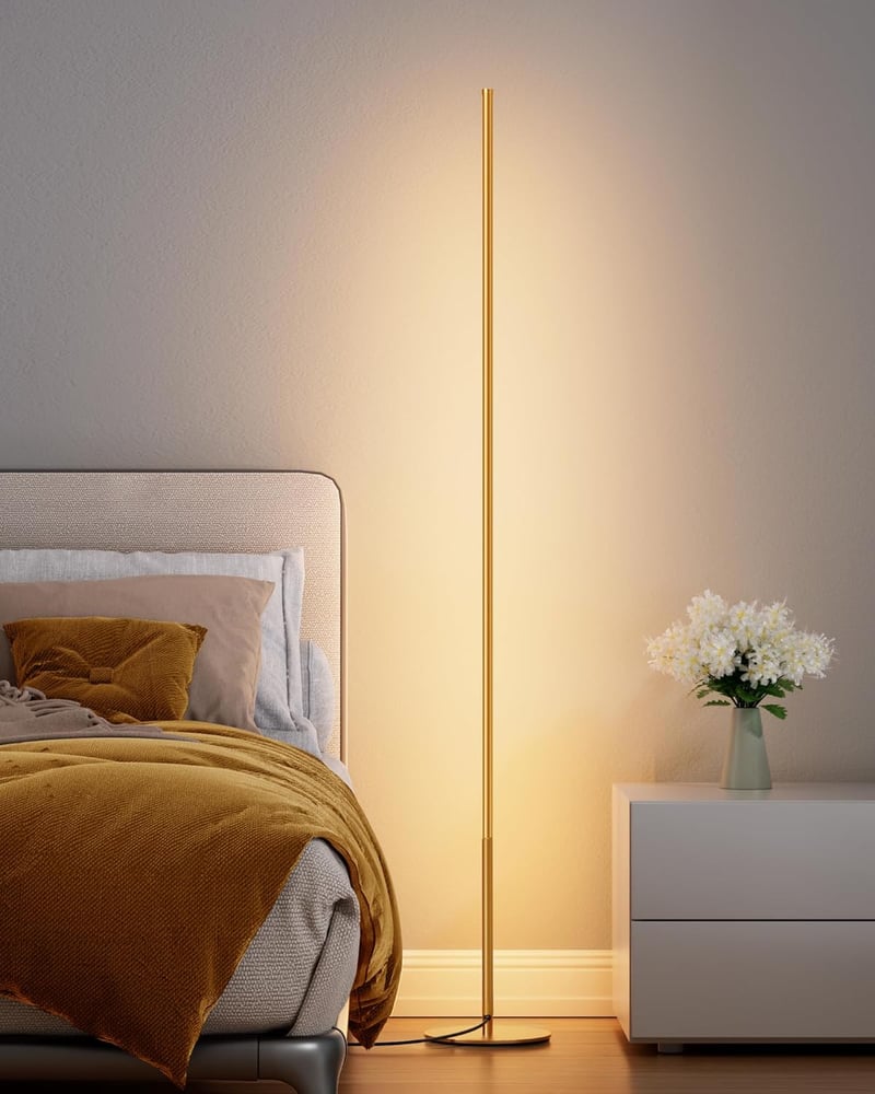 EDISHINE LED állólámpa dimmer funkcióval, 146 cm arany, meleg fehér 3000K, nappali hálószoba iroda