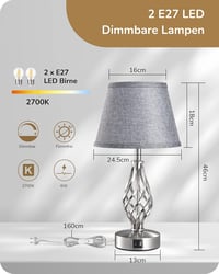 Lampă de noapte LED cu senzor tactil EDISHINE cu port de încărcare USB - gri - 2 bucăți 4