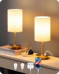 EDISHINE LED éjjelilámpa érintésvezérelt 2 darab asztali lámpa USB töltővel arany 8