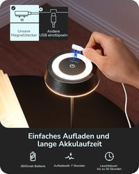 EDISHINE Wireless Éjjeli Lámpa Mágneses Töltéssel, Dimmer, IP54 Vízálló 5