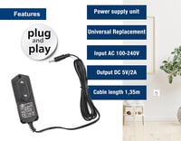 Edision 5V/2A 2 tűs EU tápadapter – univerzális (Ping, HDMI Modulator, 4K Splitter 1x8) 2