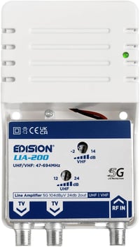 Edision LIA-200 UHF/VHF erősítő kábel- és földi TV-hez, 5G LTE szűrő - LIA-200 2 Output House Connection Amplifier 2