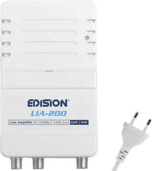 Amplificator de antenă de interior Edision LIA-200 UHF/VHF, filtru 5G LTE, 1 intrare / 2 ieșiri