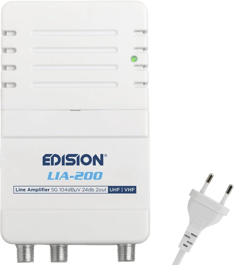 Edision LIA-200 UHF/VHF erősítő kábel- és földi TV-hez, 5G LTE szűrő - LIA-200 2 Output House Connection Amplifier