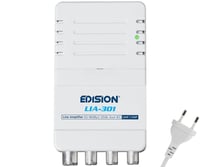 Edision LIA-301 vnútorný TV anténny zosilňovač UHF/VHF, 5-20 dB, 98 dBµV, DVB-T/T2, 5G LTE filter, 1 vstup, 3 výstupy, IEC konektor, biely 1