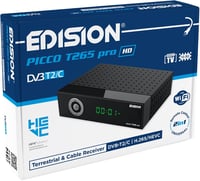 Pozemný a káblový prijímač Edision PICCO T265 Pro HD DVB-T2 DVB-C H.265 HEVC FTA PVR s podporou USB, HDMI, SCART, S/PDIF, WiFi, univerzálny 2 v 1 1