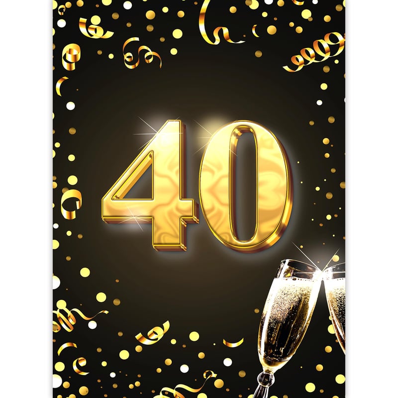 Felicitare de zi de naștere XXL A4 Edition Colibri pentru 40 de ani - Felicitare pliată cu plic pentru femei și bărbați - Ideală pentru cadouri în bani, auriu